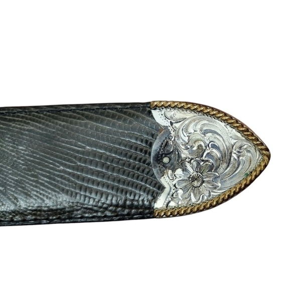 AL BERES Vintage Montana Silversmith Leather Belt-Handmade-Silver and Gold Sz 28 - Picture 10 of 16
